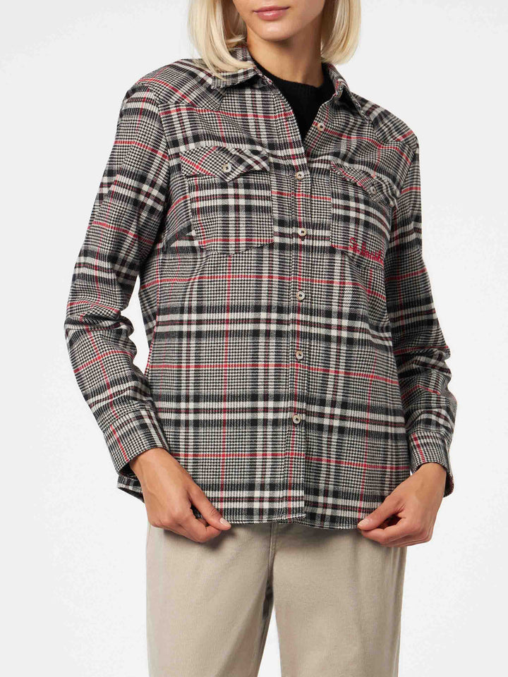 Damen-Overshirt mit Prince-of-Wales-Print