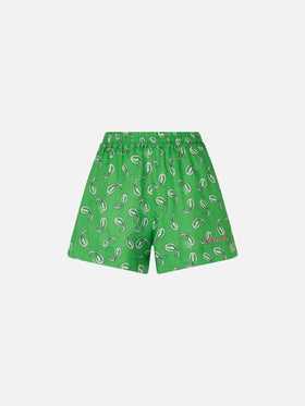 Woman linen beach shorts with paisley print - MC2 Saint Barth