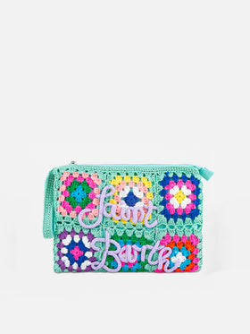 Parisienne water green crochet pouch bag with Saint Barth embroidery - MC2 Saint Barth