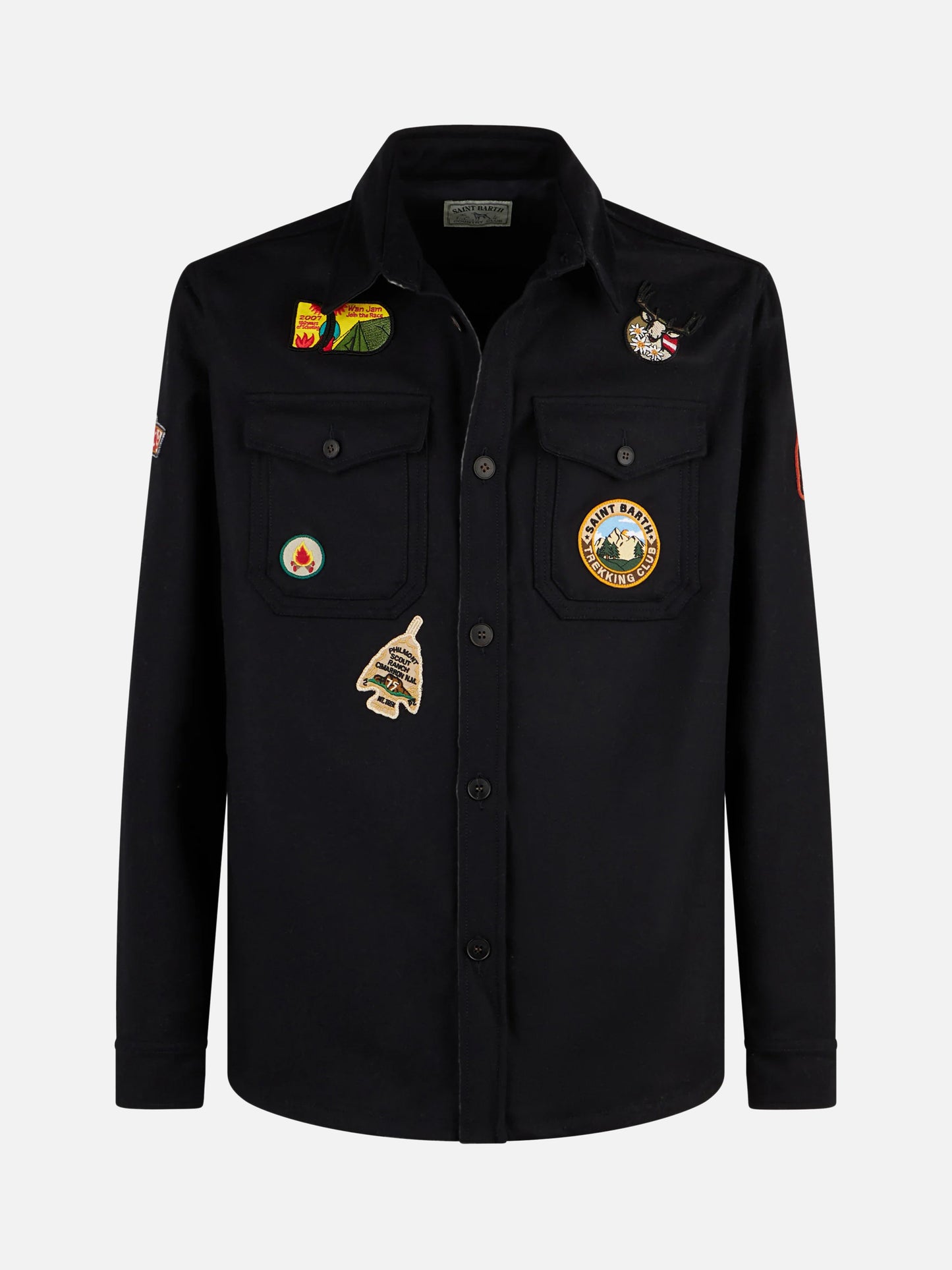 Sobrecamisa Burton de lana mezclada azul con parches 
