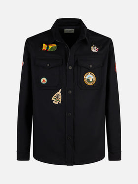 Sobrecamisa Burton de lana mezclada azul con parches 