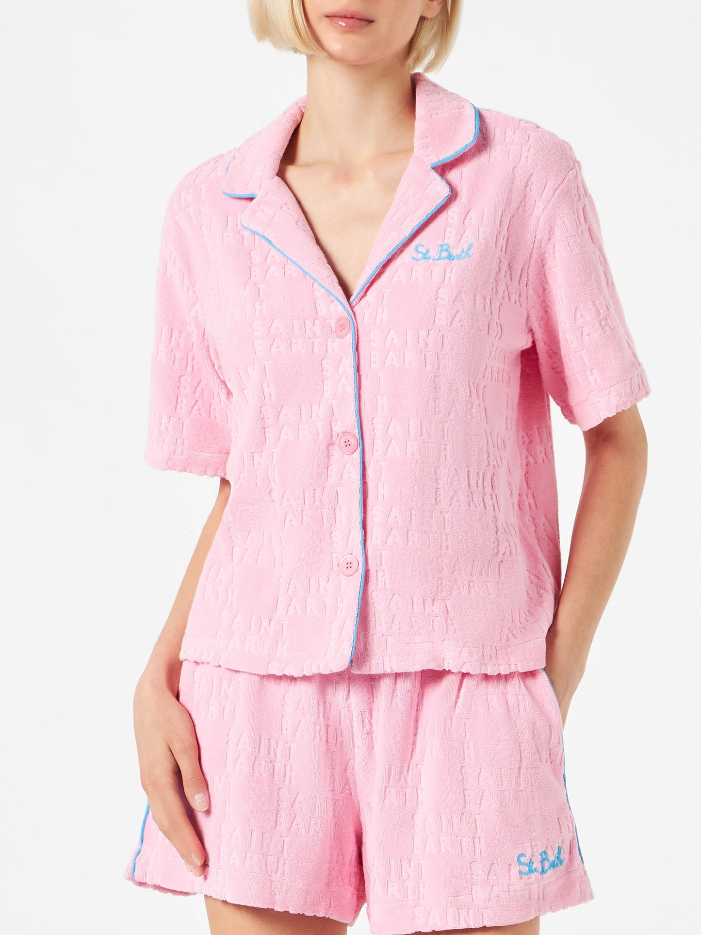Woman terry embossed shirt with piping - MC2 Saint Barth