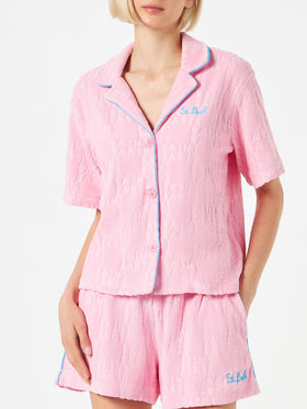 Woman terry embossed shirt with piping - MC2 Saint Barth