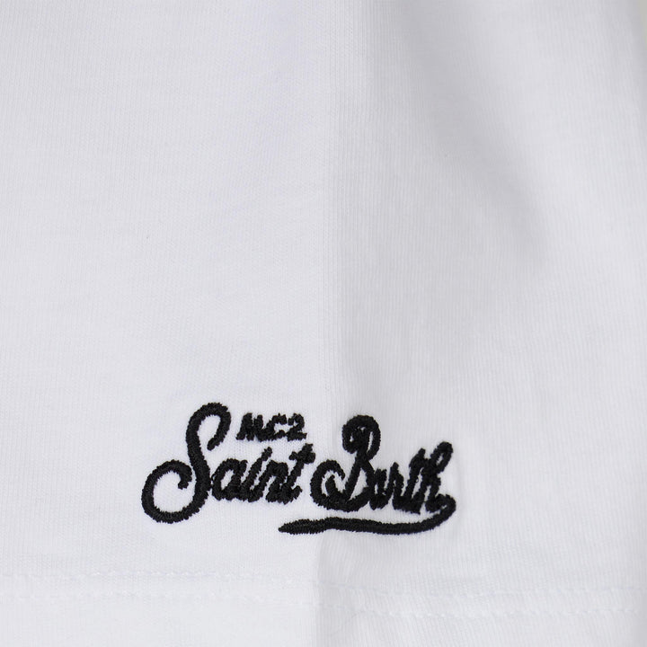 Boy cotton t-shirt with green bandanna printed pocket - MC2 Saint Barth