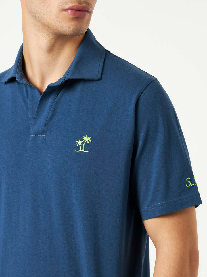 Navy bluecotton jersey man polo - MC2 Saint Barth