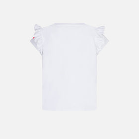 Girl ruffled t-shirt with flounce and Portami al Mare embroidery - MC2 Saint Barth