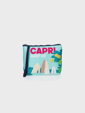 Aline Scuba-Pochette mit Capri-Postkartenprint 