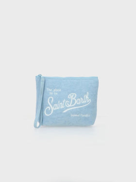 Aline light blue embossed terry pochette