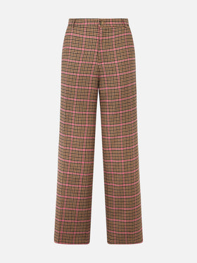 Woman palazzo pants with pied de poule print - MC2 Saint Barth