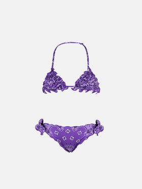 Girl triangle bikini with bandanna print - MC2 Saint Barth