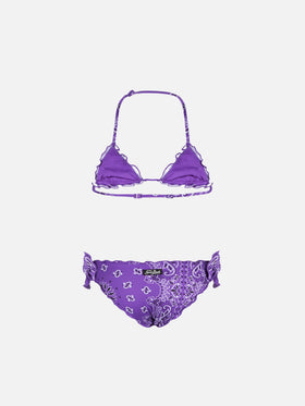 Girl triangle bikini with bandanna print - MC2 Saint Barth