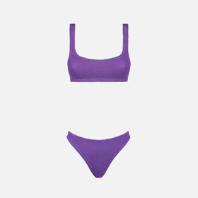 Bikini brassière froissé violet pour femme 