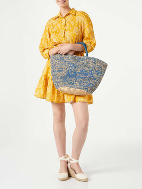 Raffia black and orange bag with front embroidery - MC2 Saint Barth