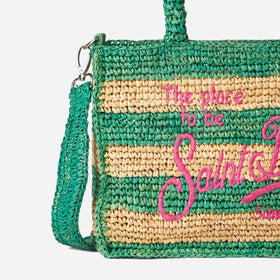 Colette raffia handbag with white and green stripes - MC2 Saint Barth