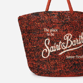 Raffia black and orange bag with front embroidery - MC2 Saint Barth