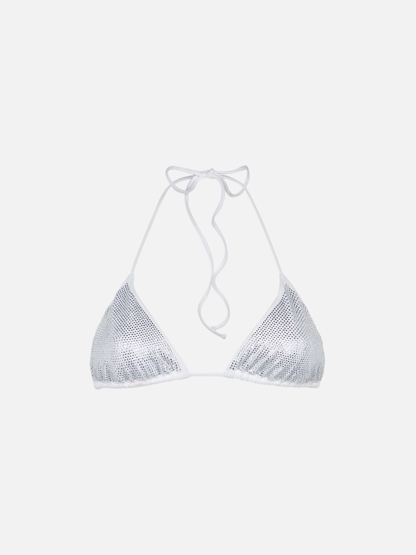 Top de bikini de triángulo para mujer con strass plateados 