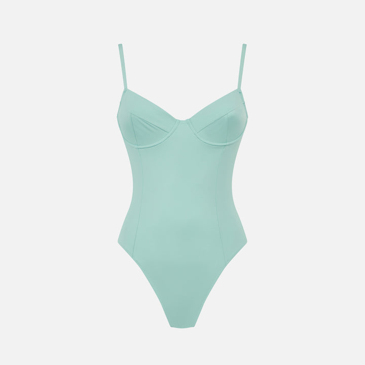 Sage green Margaret underwire one-piece swimsuit