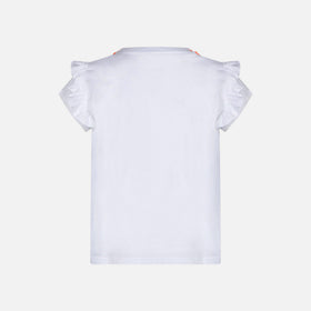 Girl cotton t-shirt with flounce and embroidery - MC2 Saint Barth