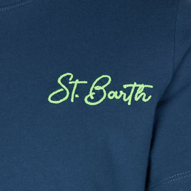 Boy blue cotton t-shirt with St. Barth beach print - MC2 Saint Barth