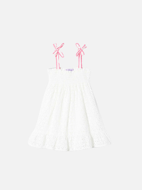 Girl white Sangallo dress - MC2 Saint Barth