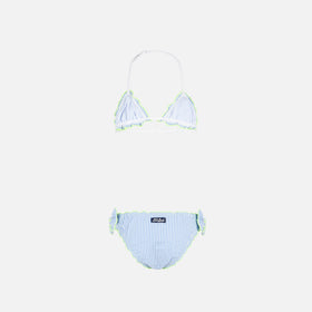 Girl triangle seersucker bikini with stripes - MC2 Saint Barth