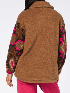 Woman sherpa overshirt with ethnic print - MC2 Saint Barth