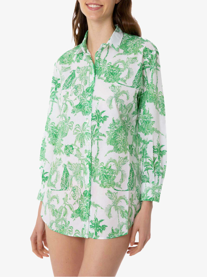 Brigitte green toile de jouy cotton shirt