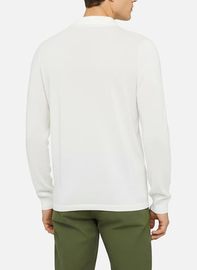 Sloan high twist cotton polo in white