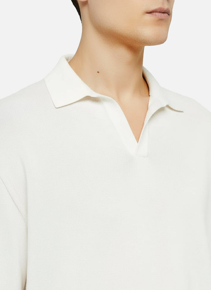 Sloan high twist cotton polo in white