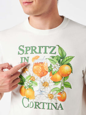 Man heavy cotton t-shirt with Spritz in Cortina print - MC2 Saint Barth