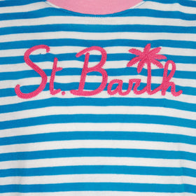 Girl t-shirt with stripes and embroidery - MC2 Saint Barth