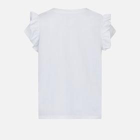 Girl cotton t-shirt with flounce and embroidery - MC2 Saint Barth