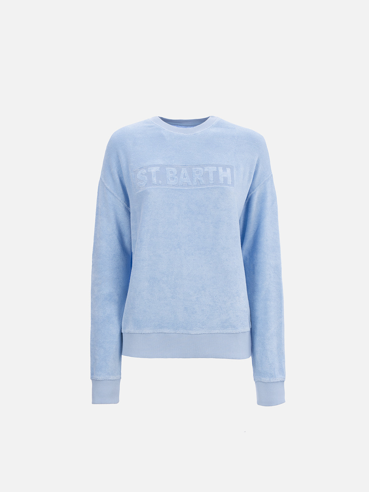 Damen-Sweatshirt Stardust aus hellblauem Frottee-Baumwollstoff 