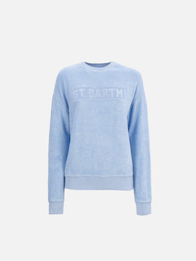 Damen-Sweatshirt Stardust aus hellblauem Frottee-Baumwollstoff 