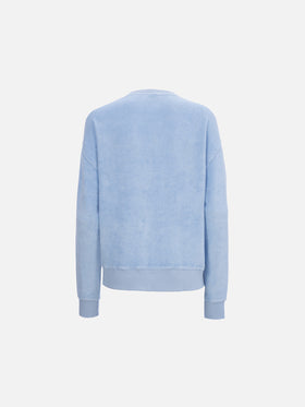 Damen-Sweatshirt Stardust aus hellblauem Frottee-Baumwollstoff 