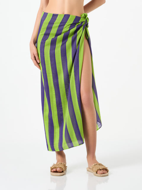 Cotton pareo with striped print - MC2 Saint Barth