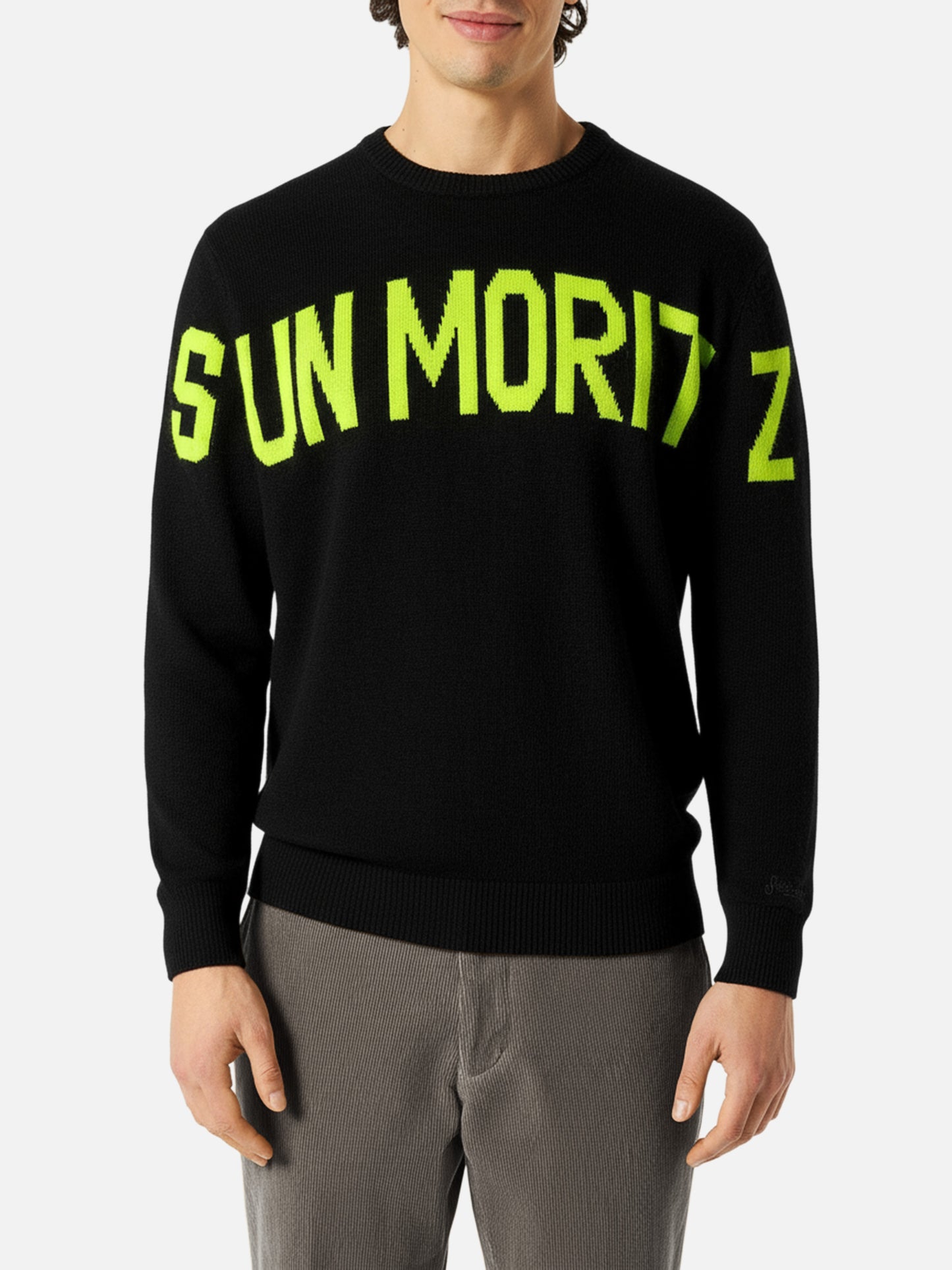 Schwarzer Herrenpullover mit Schriftzug