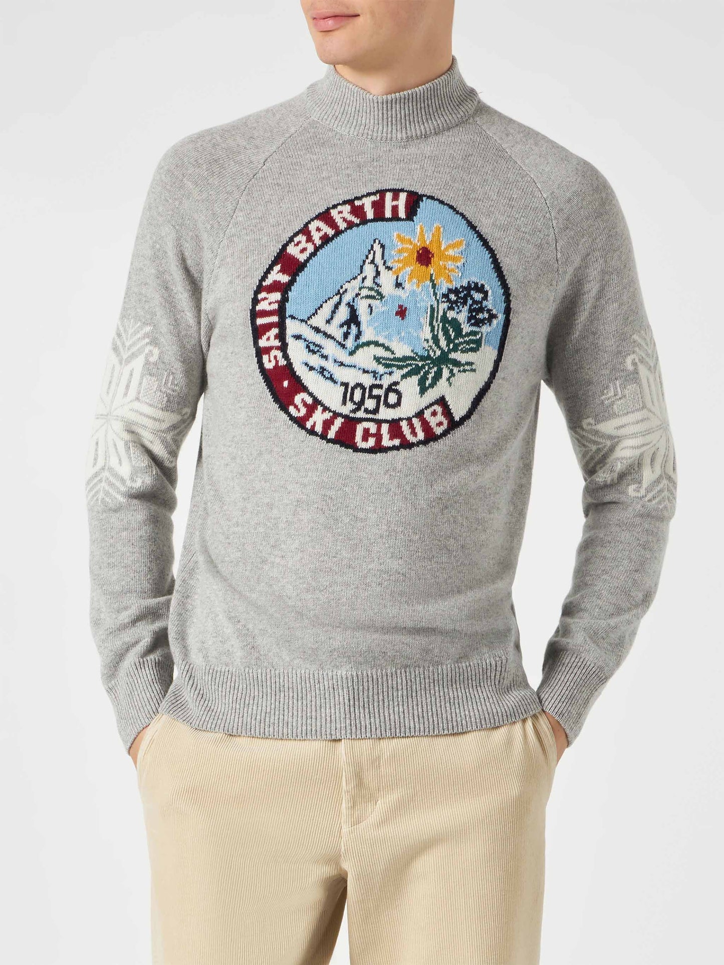Half-turtleneck sweater Davos with Matterhorn jacquard - MC2 Saint Barth