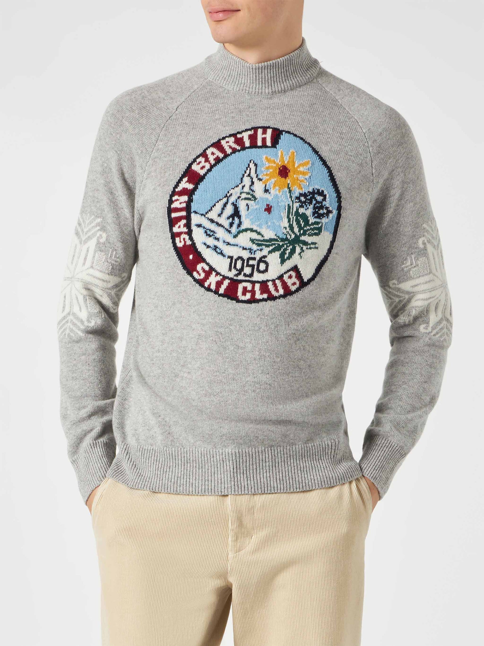 Half-turtleneck sweater Davos with Matterhorn jacquard - MC2 Saint Barth