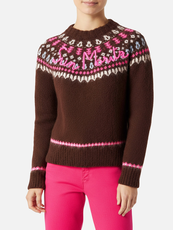 New Queen Nordic brown jacquard knit sweater