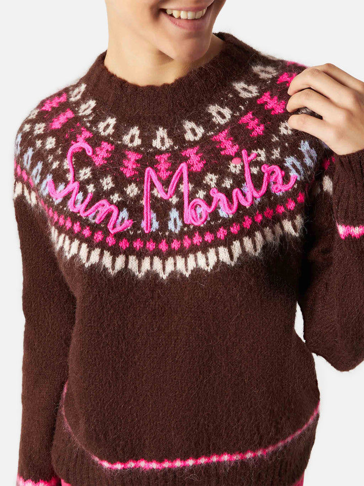 New Queen Nordic brown jacquard knit sweater