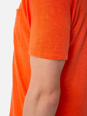 Man orange linen jersey t-shirt - MC2 Saint Barth