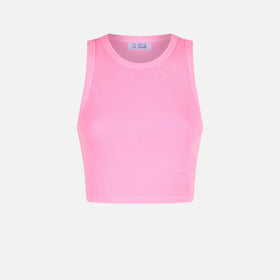 Cotton crop tank top with St. Barth embroidery - MC2 Saint Barth