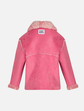 Girl shearling jacket with paisley print - MC2 Saint Barth