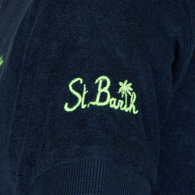 Boy blue terry polo with palm embroidery - MC2 Saint Barth