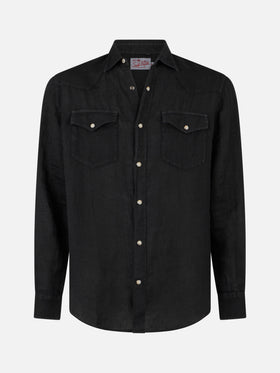 Man black linen shirt - MC2 Saint Barth