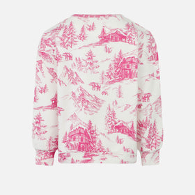 Girl crewneck sweatshirt with toile de jouy print - MC2 Saint Barth