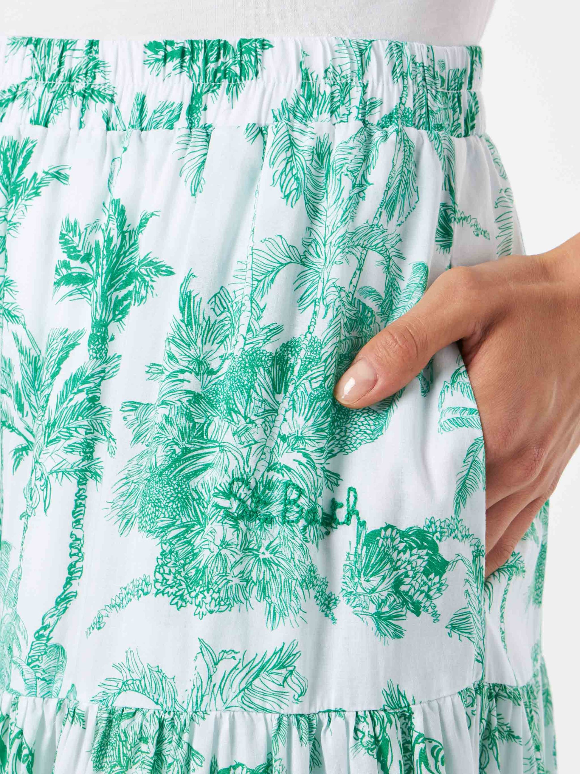 Woman cotton long skirt with jungle print - MC2 Saint Barth