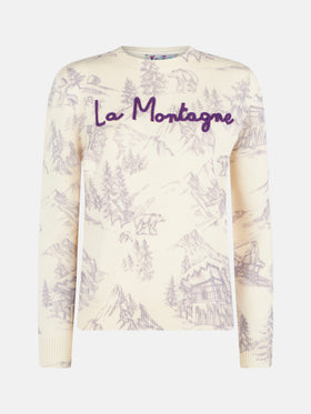 Woman crewneck sweater with La montagne print - MC2 Saint Barth