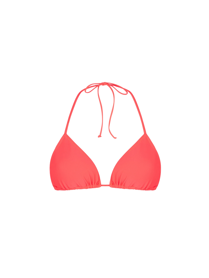 Leah fluo red triangle bikini top